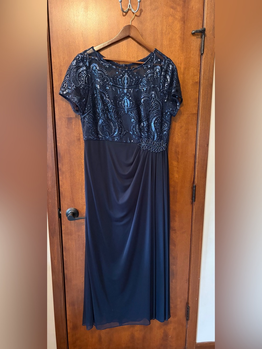 Alex Evenings Navy Blue Embellished Women's Formal Dress - 16 Petite